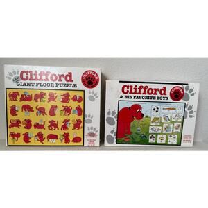 Clifford The Big Red Dog Giant Floor Puzzles 2 ABC's Favorite Toys 1992 Vintage‎